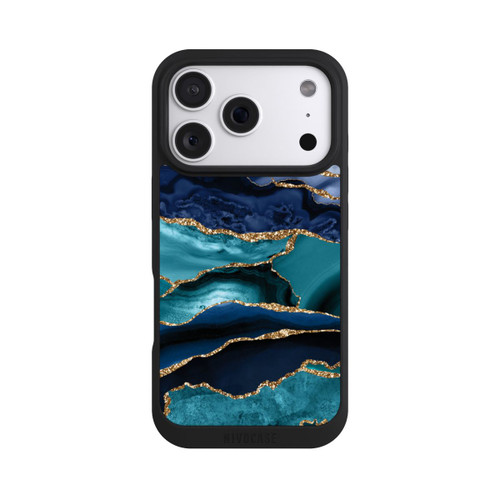 Apple iPhone 18 Pro NIVOpure Dark and Light Blue Marble Gold Glitter Look