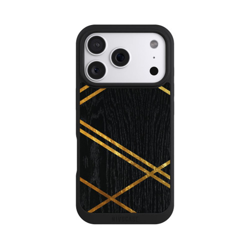 Apple iPhone 18 Pro NIVOpure Schwarzes geometrisches Muster Goldene Streifen
