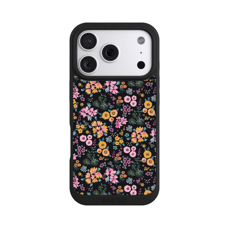 iPhone 18 Pro NIVOpure Kleine bunte Blumen Schwarz 2