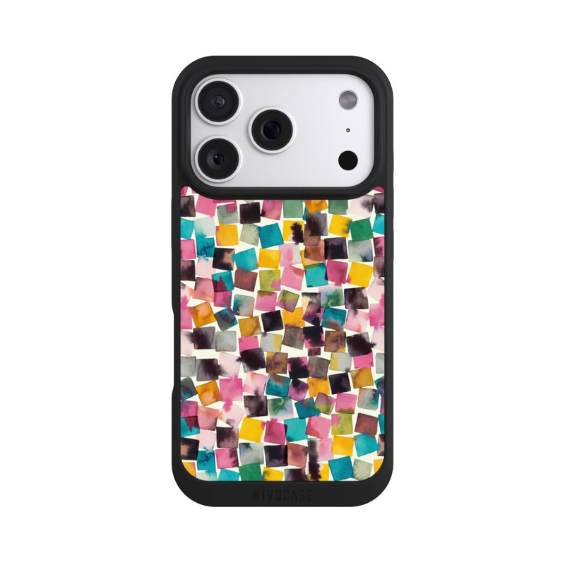 iPhone 18 Pro NIVOpure Plaids Géométriques Aquarelle Rose