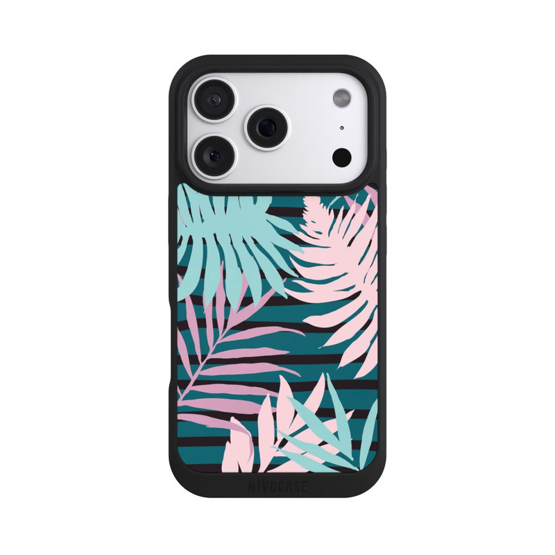 iPhone 18 Pro NIVOpure Pastel Jungle Leaves Pink Teal Seamless
