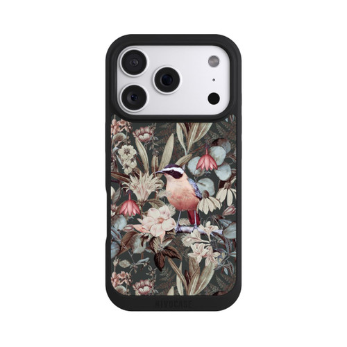 Apple iPhone 18 Pro NIVOpure Orangefarbener Vogel im Vintage Blumenmuster