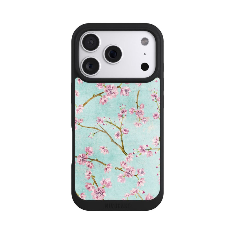 iPhone 18 Pro NIVOpure Motif de brindilles de fleurs de cerisier bleu clair