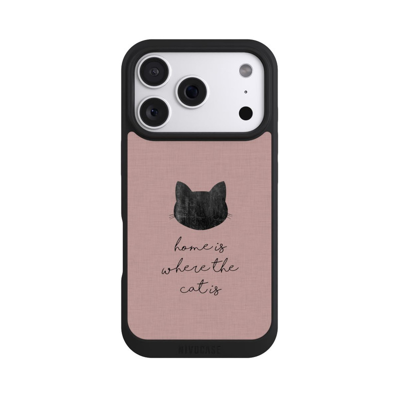 iPhone 18 Pro NIVOpure Home Is Where The Cat Is - Noir sur rose