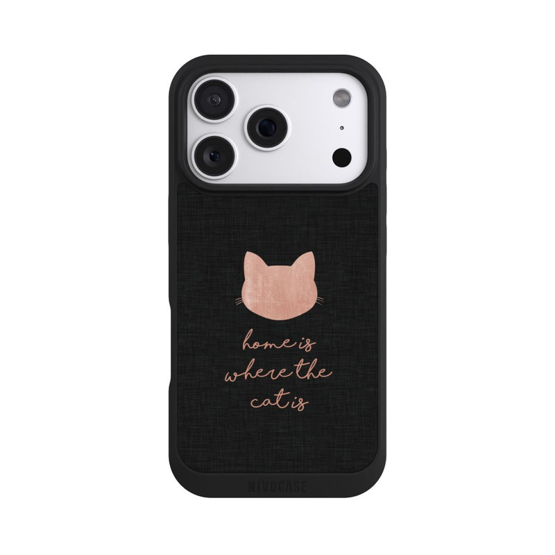 iPhone 18 Pro NIVOpure Home Is Where The Cat Is - Rose sur noir 
