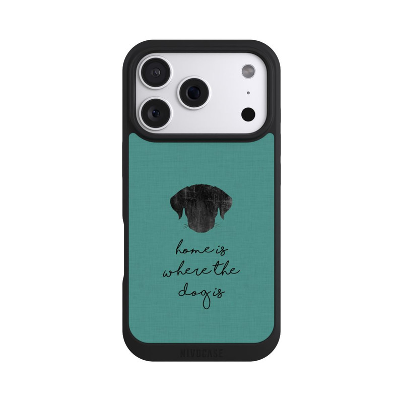 iPhone 18 Pro NIVOpure Home Is Where The Dog Is - Noir sur turquoise