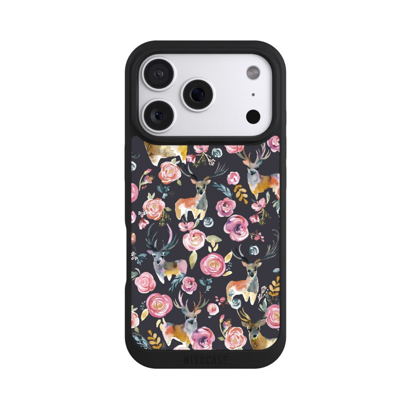 iPhone 18 Pro NIVOpure Hirsche und Blumen Anthrazit