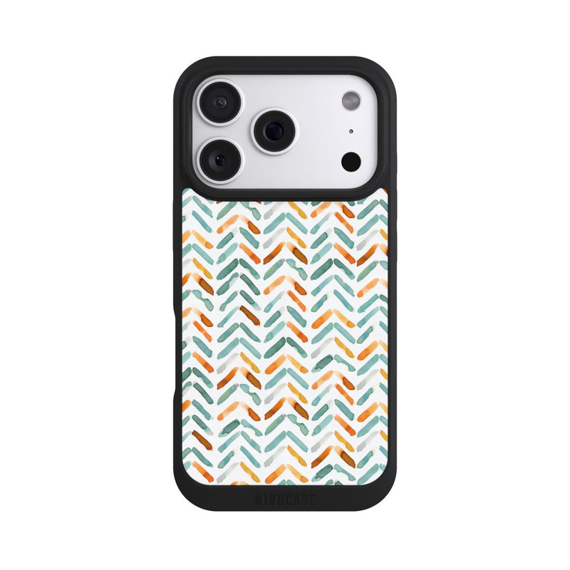 iPhone 18 Pro NIVOpure Elegantes Herbstchevron Blau Orange