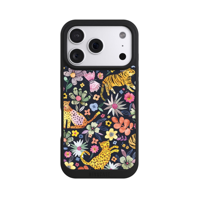 iPhone 18 Pro NIVOpure Frühlingsblumen mit Tiger schwarz