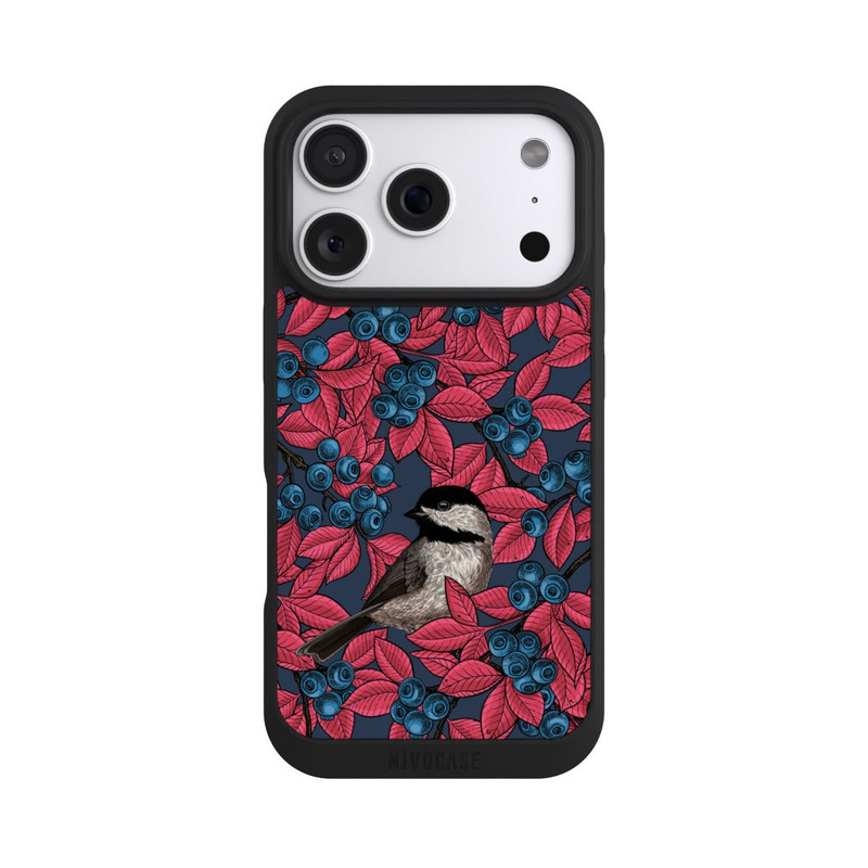 iPhone 18 Pro NIVOpure Oiseaux & Myrtilles Bleu Marine