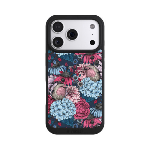 Apple iPhone 18 Pro NIVOpure Oiseaux et fleurs rouge pétrole