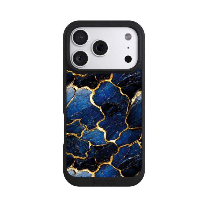 iPhone 18 Pro NIVOpure Couches d'impression en marbre bleu et or
