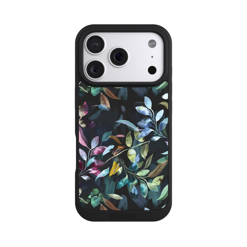 iPhone 18 Pro NIVOpure Mystische Aquarellblätter schwarz