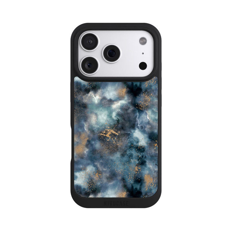 iPhone 18 Pro NIVOpure Smoky Marble Watercolor Navy
