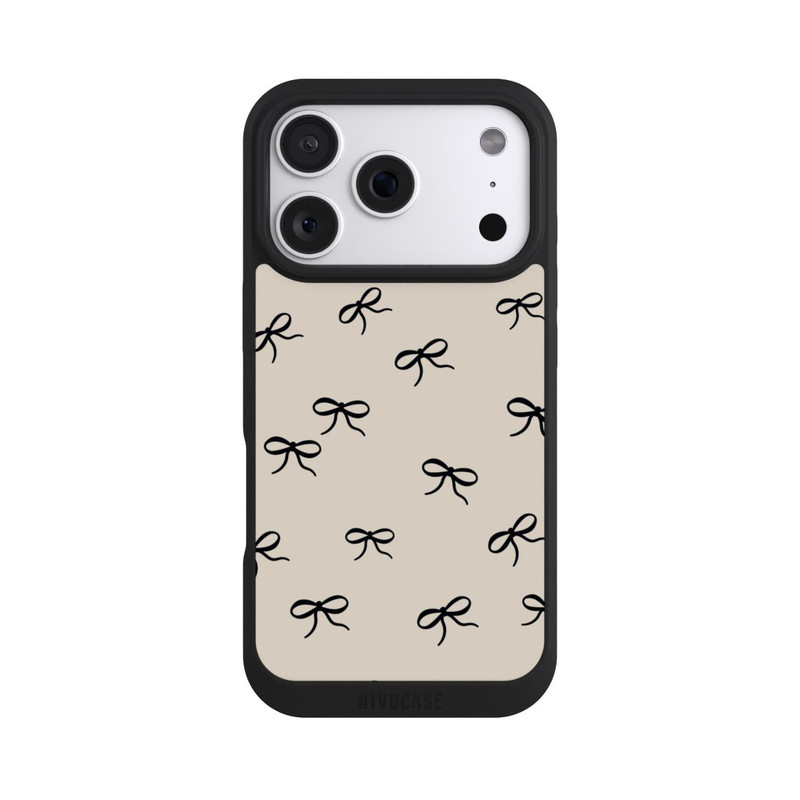 iPhone 18 Pro NIVOpure Bows Black Beige Pattern