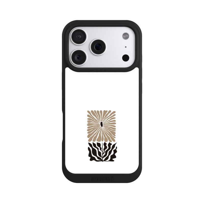iPhone 18 Pro NIVOpure Fleur Bohème Marron sur Blanc