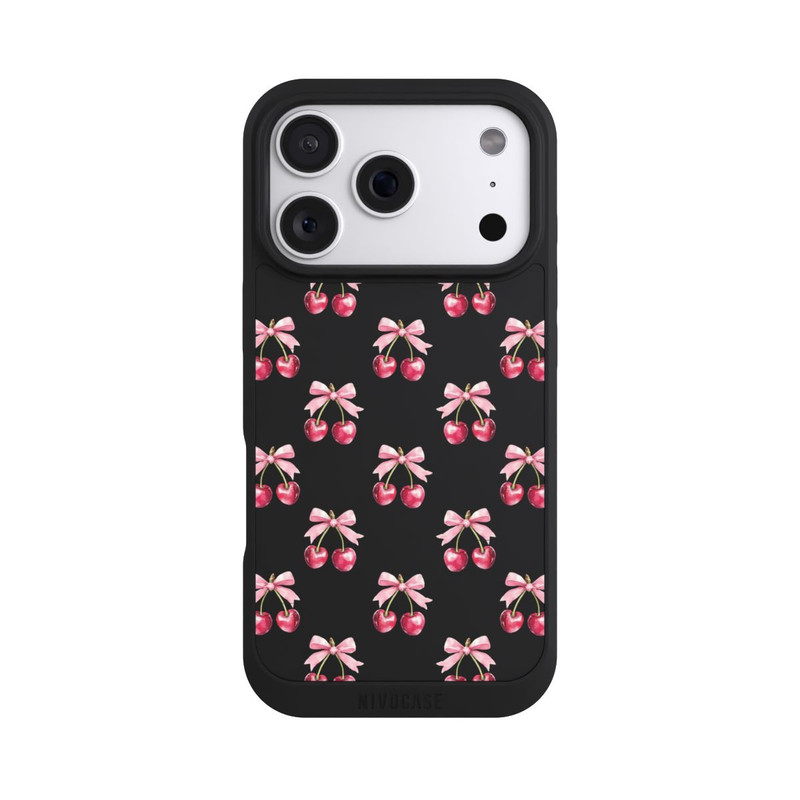 iPhone 18 Pro NIVOpure Motif Nœud Cerise transparent avec IA