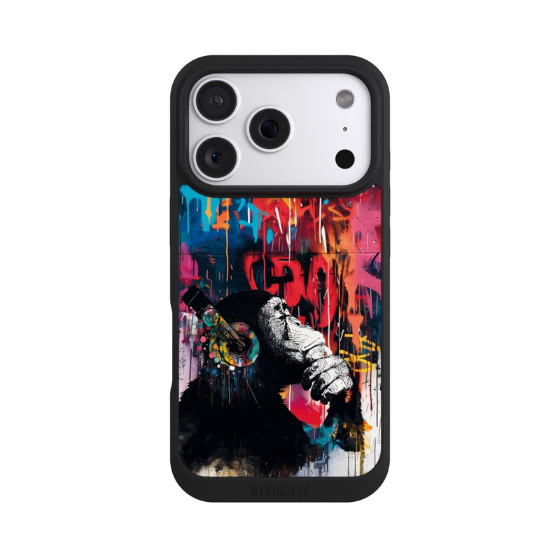 iPhone 18 Pro NIVOpure Affe Stereo Kopfhörer Graffiti Street Art Blau
