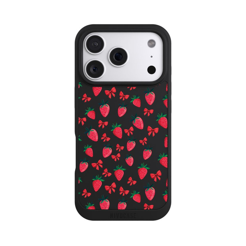 iPhone 18 Pro NIVOpure Strawberry Heart Ribbon Pattern Transparent