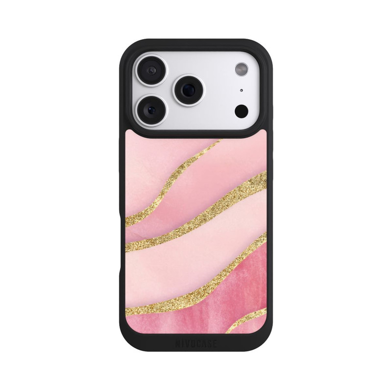 iPhone 18 Pro NIVOpure Pink Marble Goldprint Stripes