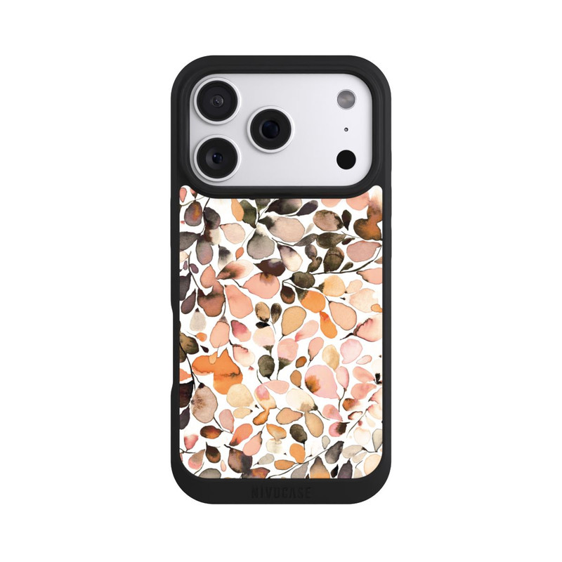 iPhone 18 Pro NIVOpure Eucalyptus Watercolor Leaves Dark Brown Autumn