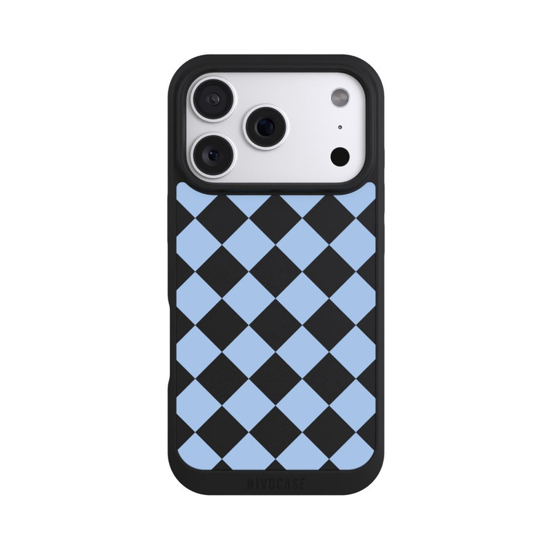 iPhone 18 Pro NIVOpure Checked Pattern Light Blue without Background