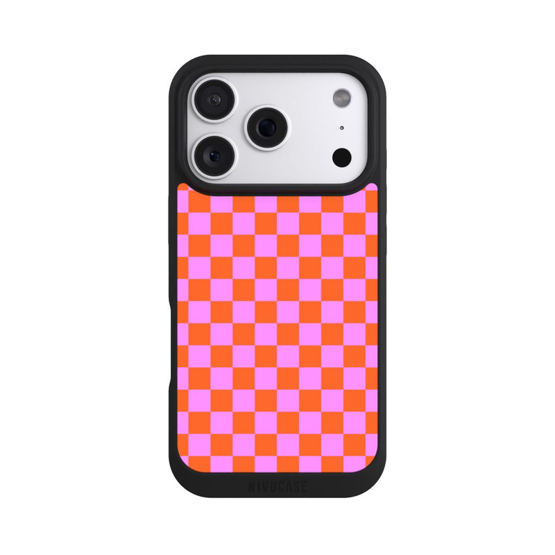 iPhone 18 Pro NIVOpure Checked Pattern Orange Pink Small Squares