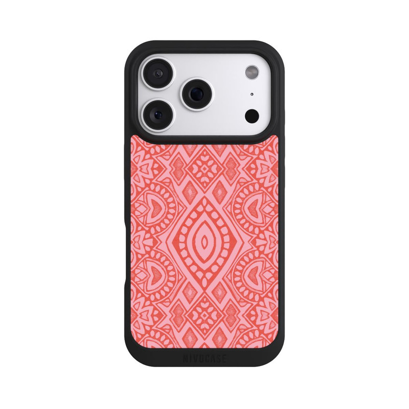 iPhone 18 Pro NIVOpure Boho Geometric Intricate Tribal Design in Shades of Pink