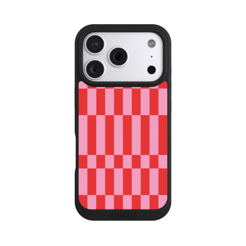 Apple iPhone 18 Pro NIVOpure Checked Abstract Bold Coral Red and Pink Color Block