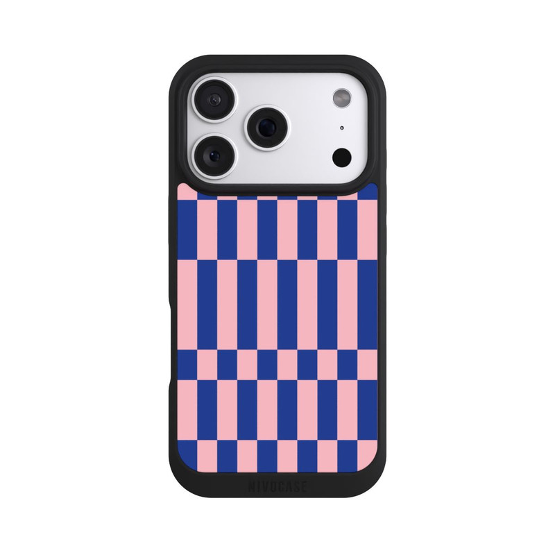 iPhone 18 Pro NIVOpure Checked Abstract Bold Electric Blue and Pink Color Block