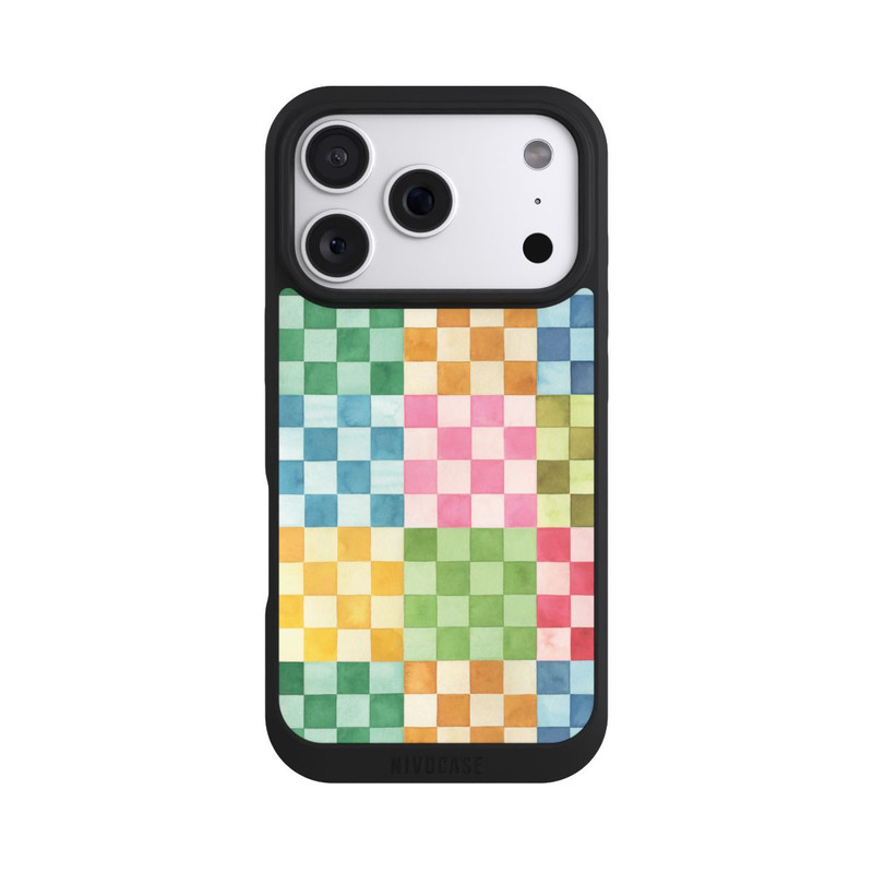 iPhone 18 Pro NIVOpure Checkerboard Watercolor Chess Geometric Red