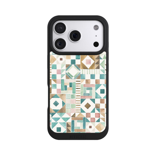 Apple iPhone 18 Pro NIVOpure Geometric Blocks Retro Vintage Patchwork Green