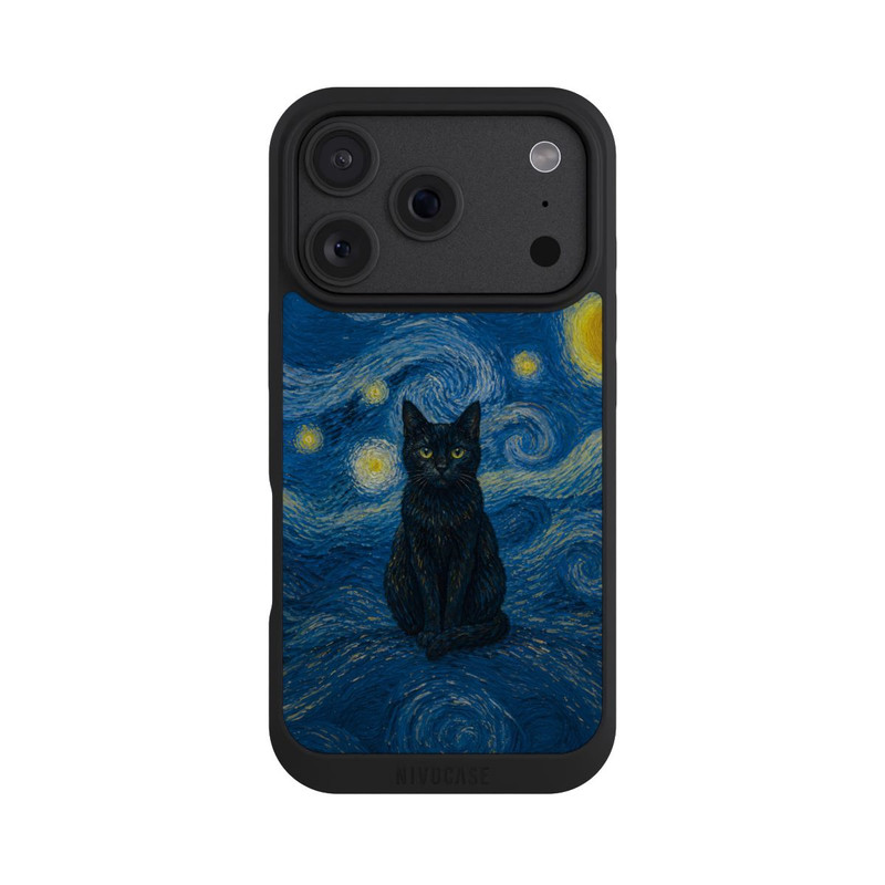 iPhone 18 Pro NIVOpure Sternennacht von Vincent van Gogh mit Katze mit KI