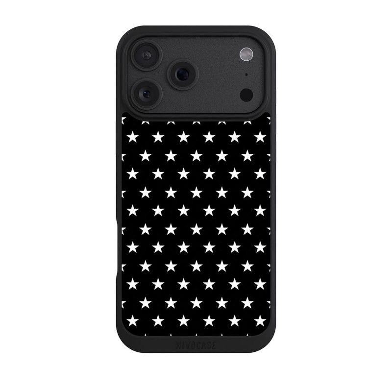iPhone 18 Pro Max NIVOpure Confettis Etoiles Blanches sur Fond Noir