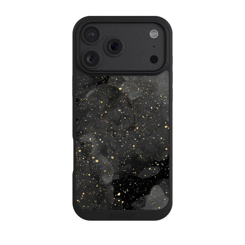iPhone 18 Pro Max NIVOpure Marbre Noir & Etincelles Dorées
