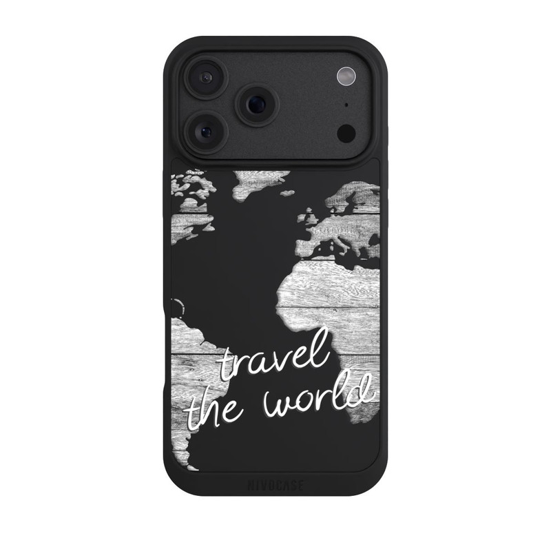 iPhone 18 Pro Max NIVOpure Carte du Monde Bois sans Fond