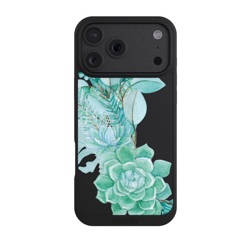 iPhone 18 Pro Max NIVOpure Fleurs Vertes Menthes Transparent
