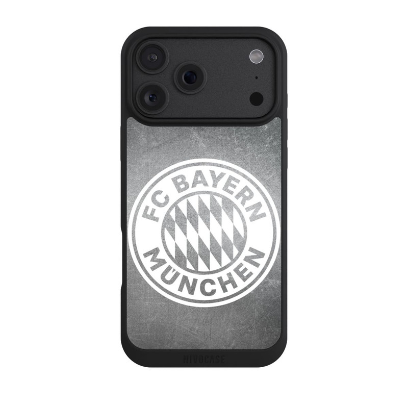 iPhone 18 Pro Max NIVOpure Klassisches FCB Logo Klein - Weiß auf Metalllook