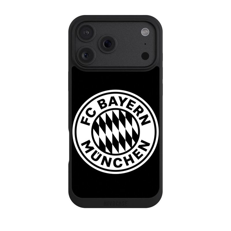 iPhone 18 Pro Max NIVOpure Klassisches FCB Logo Klein - Weiß auf Schwarz