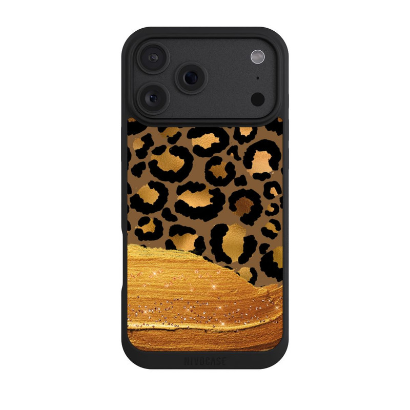 iPhone 18 Pro Max NIVOpure Look pailleté léopard doré foncé