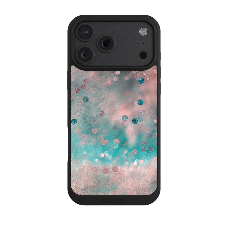 iPhone 18 Pro Max NIVOpure Look pailleté glamour turquoise