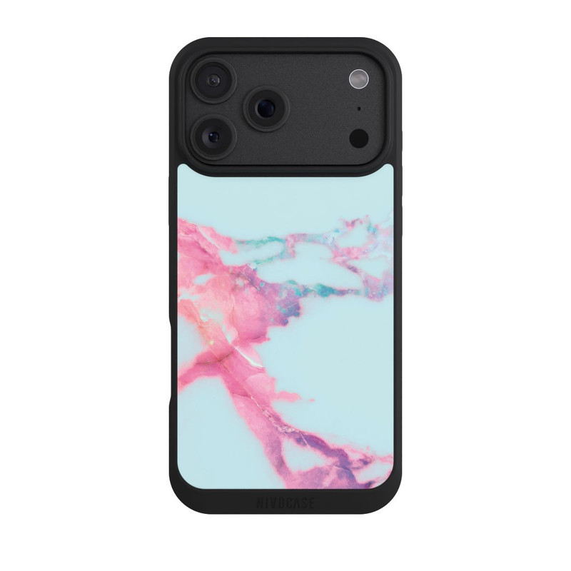 iPhone 18 Pro Max NIVOpure Marbre veiné irisé bleu clair