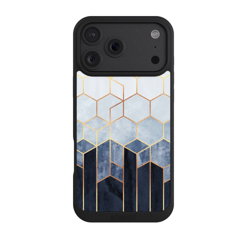 iPhone 18 Pro Max NIVOpure Blauer Farbverlauf Sechsecke Golddruck