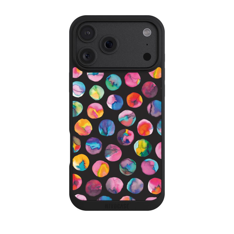 iPhone 18 Pro Max NIVOpure Bunte Tintenmurmeln Punkte Schwarz