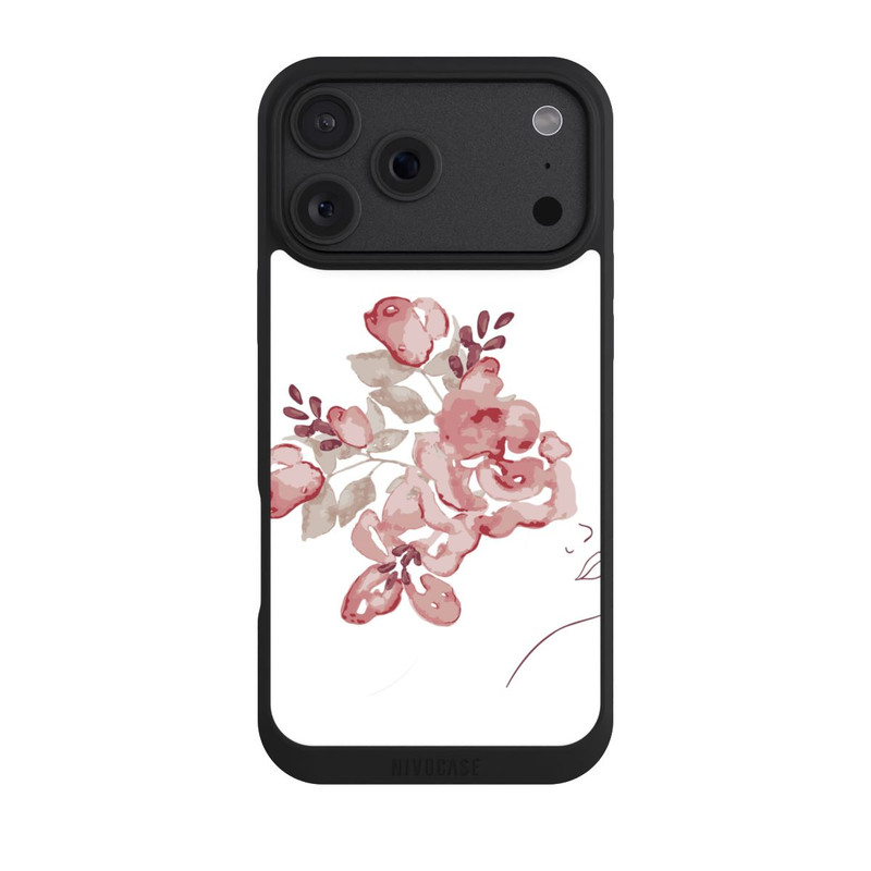 iPhone 18 Pro Max NIVOpure Line Art Fleurs de visage de femme