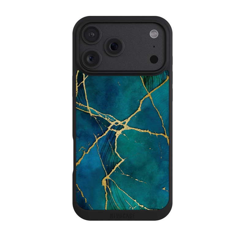 iPhone 18 Pro Max NIVOpure Look minéral glamour bleu or