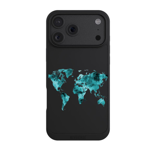 Apple iPhone 18 Pro Max NIVOpure World Map Teal Transparent