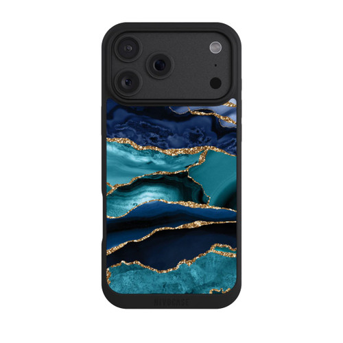 Apple iPhone 18 Pro Max NIVOpure Dark and Light Blue Marble Gold Glitter Look