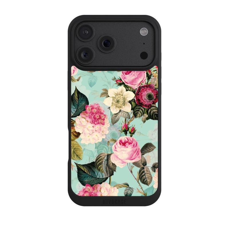 iPhone 18 Pro Max NIVOpure Roses en papier peint turquoise