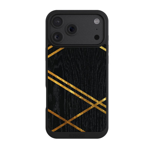 Apple iPhone 18 Pro Max NIVOpure Schwarzes geometrisches Muster Goldene Streifen